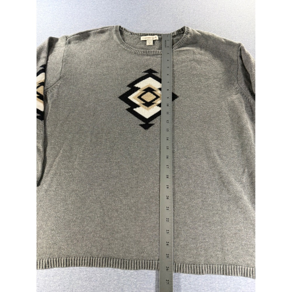 Coldwater Creek Gray Geometric Intarsia Knit Sweater Womens 1X Cotton Blend - Picture 4 of 7
